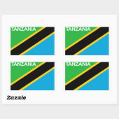 tanzania naam van de vlaggenstaat rechthoekige sticker (Vel)