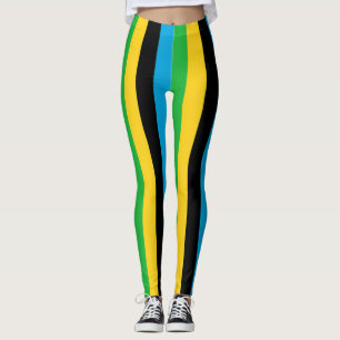 Tanzania Nationale Vlag Kleuren Verticaal gestreep Leggings