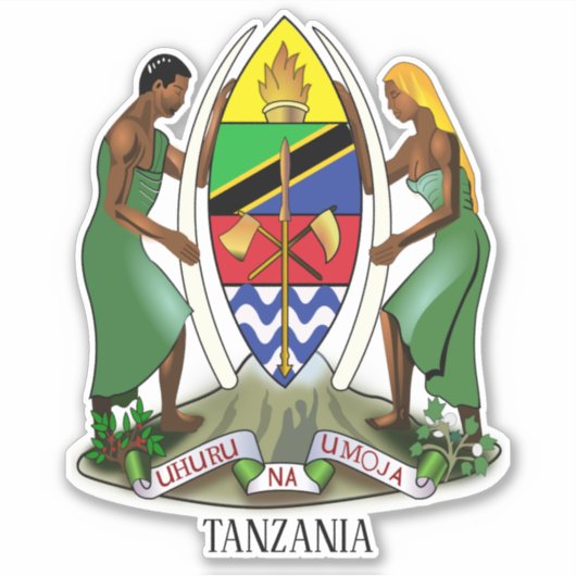 Tanzania nationale wapenschild patriottisch sticker (Voorkant)