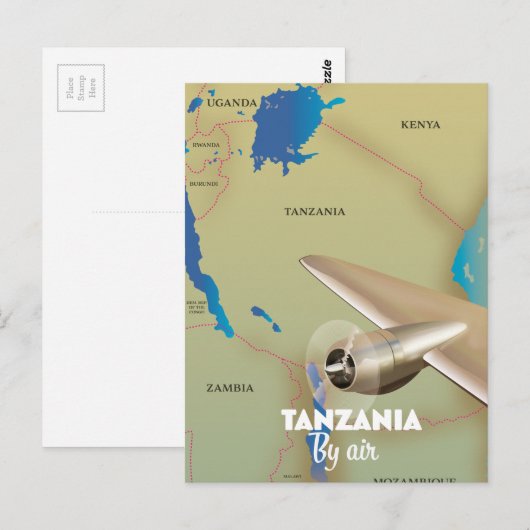 Tanzania Per Vliegtuig Briefkaart (Voorkant / Achterkant)