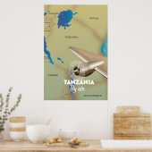 Tanzania Per Vliegtuig Poster (Keuken)
