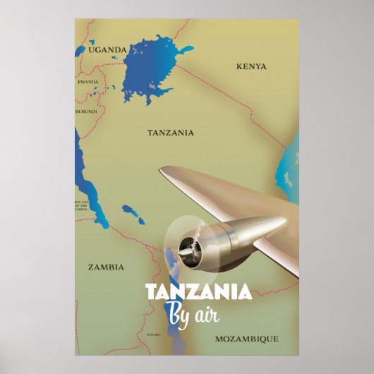 Tanzania Per Vliegtuig Poster (Voorkant)