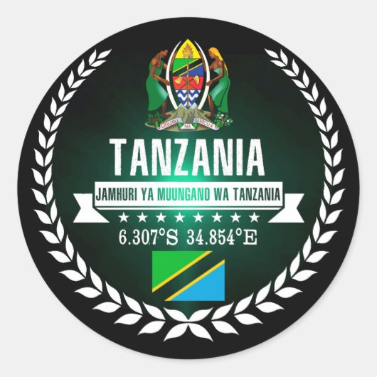 Tanzania Ronde Sticker (Voorkant)