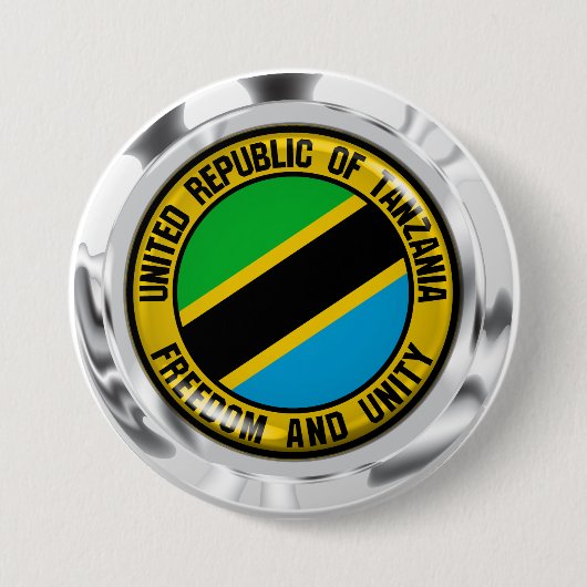 Tanzania Round Emblem Ronde Button 7,6 Cm (Voorkant)