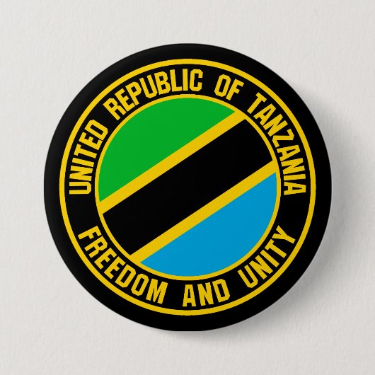 Tanzania Round Emblem Ronde Button 7,6 Cm (Voorkant)
