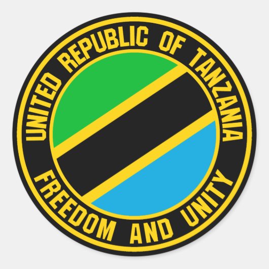 Tanzania Round Emblem Ronde Sticker (Voorkant)