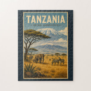 Tanzania Safari Zebra Illustratie Reis Kunst Legpuzzel