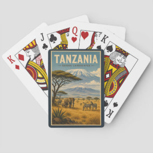 Tanzania Safari Zebra Illustratie Reis Kunst Pokerkaarten