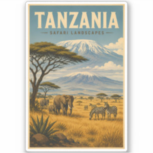 Tanzania Safari Zebra Illustratie Reis Kunst Sticker