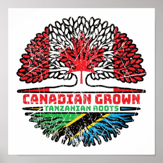 Tanzania Tanzania Canada Canada Tree Roots Flag Poster (Voorkant)