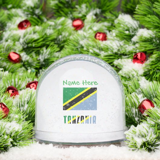 Tanzania Tanzaniaanse vlag groen gepersonaliseerd Sneeuwbol (Kerstmis)