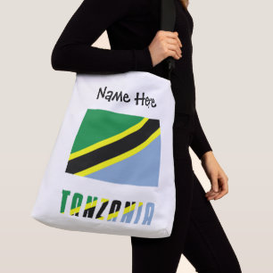Tanzania Tanzaniaanse Vlag Zwart Personalisatie Crossbody Tas