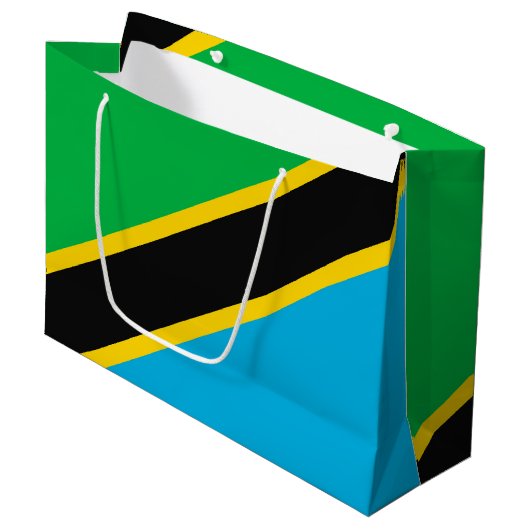 Tanzania vlag groot cadeauzakje (Voorkant Gekanteld)
