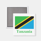 Tanzania Vlag met naam Magneet (Voorkant / Achterkant)