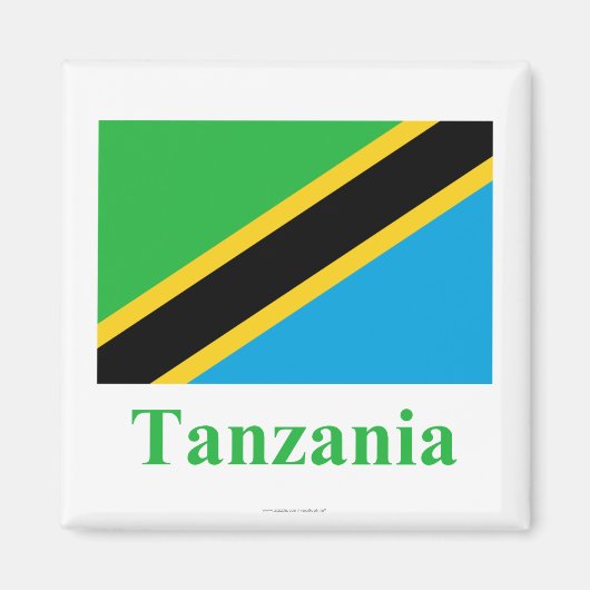 Tanzania Vlag met naam Magneet (Voorkant)