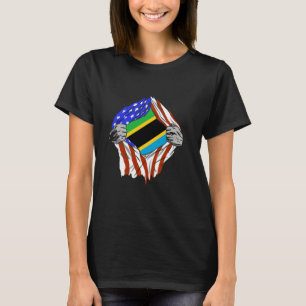 Tanzania Vlag VS Tanzaniaanse Roots Borst Tanzania T-shirt