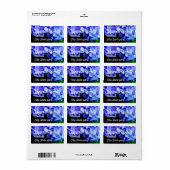 Tanzaniet hydrangeas, blauwe paarse magenta bloeme etiket (Full Sheet)