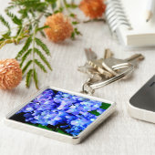 Tanzaniet hydrangeas, blauwe paarse magenta bloeme sleutelhanger (Zijkant)