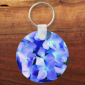 Tanzaniet hydrangeas, blauwe paarse magenta bloeme sleutelhanger (Voorkant)