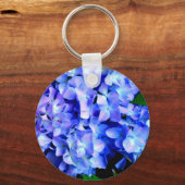 Tanzaniet hydrangeas, blauwe paarse magenta bloeme sleutelhanger (Voorkant)