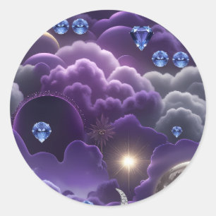 Tanzanite Diamant Celestial Maan Luxe Esthetiek Ronde Sticker