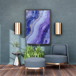 Tanzanitische Abstracte edelsteen Acryl Muurkunst