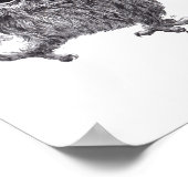 Tanzende Eule mit roter Feder Poster (Hoek)