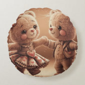 Tanzende Teddys Rond Kussen (Voorkant)