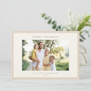 Tanzijde Gingham Rut Familie Fotolijst Ontwerp Feestdagenkaart