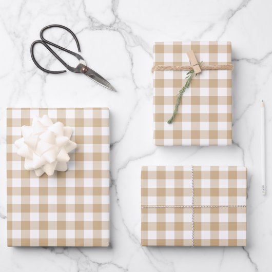 Tanzwarte geruite gingham inpakpapier vel (Voorkant)