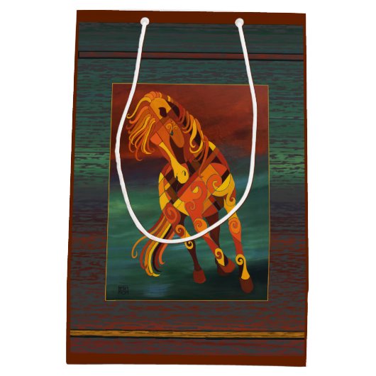 Tao of Fire Running Horse Gift Bag van Barbara Rus Medium Cadeauzakje (Achterkant)