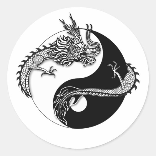 Tao van het Drakenjaar Ronde Sticker (Voorkant)