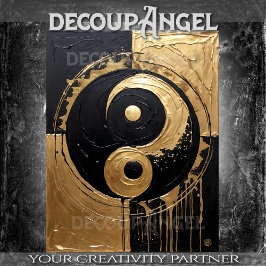 TAO Yin en Yang Goud en Zwart -Decoupage- Tissuepapier