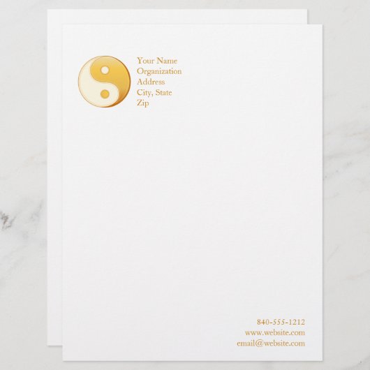 Taoïsme Symbool 8.5" x 11" Briefhoofd Ontwerp (Voorkant / Achterkant)