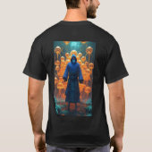 Taoïstische monnik shaolin tesseract fractaal onde t-shirt (Achterkant)