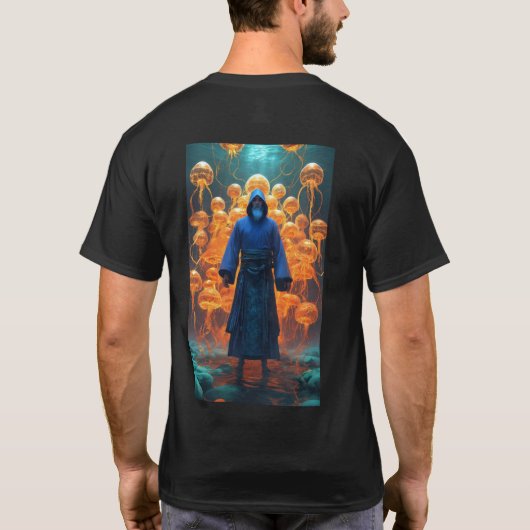 Taoïstische monnik shaolin tesseract fractaal onde t-shirt (Achterkant)