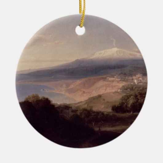 Taormina en Mount Etna, c.1840 (olie op doek) Keramisch Ornament (Voorkant)