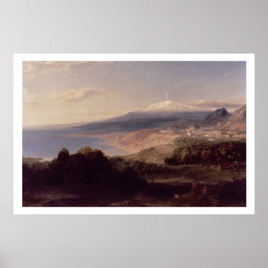 Taormina en Mount Etna, c.1840 (olie op doek) Poster (Voorkant)