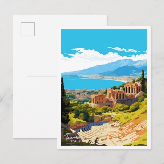 Taormina Italië Reizen illustratie Briefkaart (Voorkant / Achterkant)