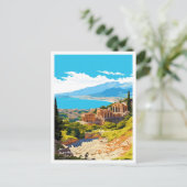 Taormina Italië Reizen illustratie Briefkaart (Staand voorkant)