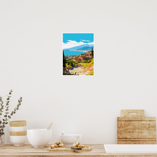 Taormina Italië Reizen  illustratie Poster (Keuken)