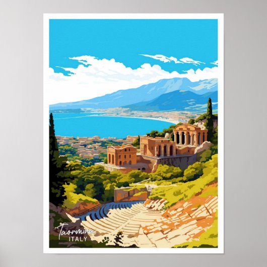 Taormina Italië Reizen  illustratie Poster (Voorkant)