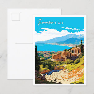 Taormina Italië vintage reisillustratie Briefkaart