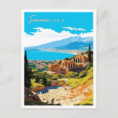 Taormina Italië vintage reisillustratie Briefkaart (Voorkant)