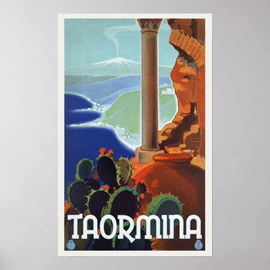 Taormina Italië - Vintage Travel Poster (Voorkant)