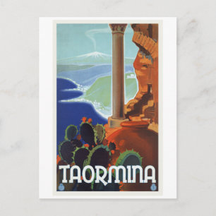 Taormina Italy Vintage Travel Europe Briefkaart