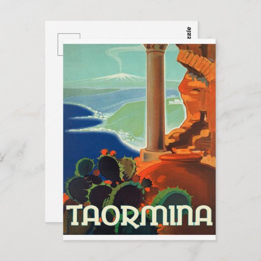 Taormina, landschap, Italië, oud briefkaart (Voorkant / Achterkant)