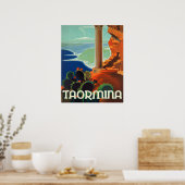 Taormina, landschap, Italië, vintage reisposter Poster (Keuken)
