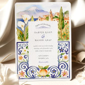 Taormina Sicilië & Italiaans Tegel Waterverf bruil Kaart