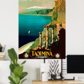 Taormina, Sicilië, Italië, uitzicht aan de kust Poster (Thuiskantoor)